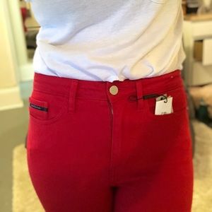 NEW Red Calvin Klein High Rise Ankle Skinny